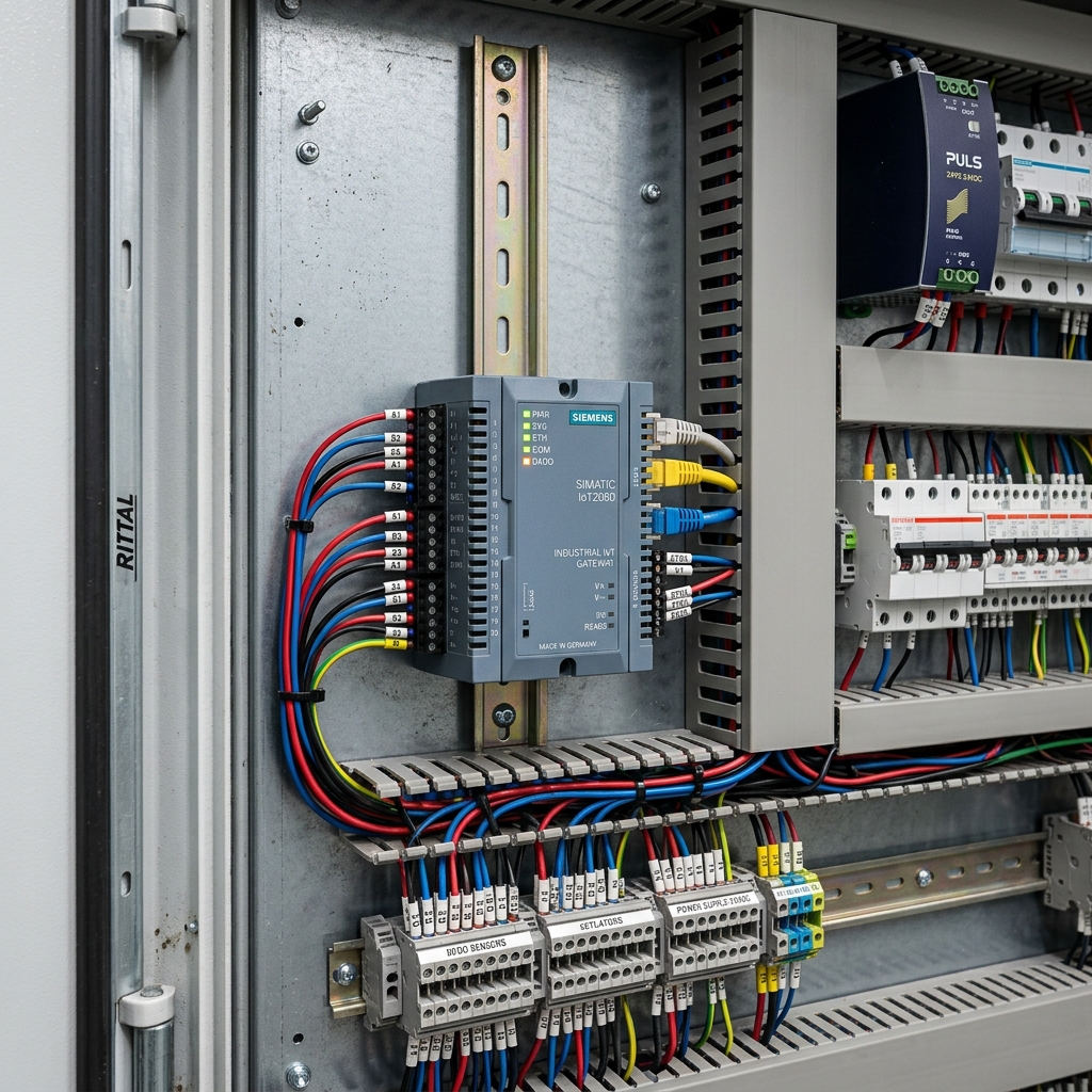 Norvi industrial IoT controller hardware mounted inside an electrical panel